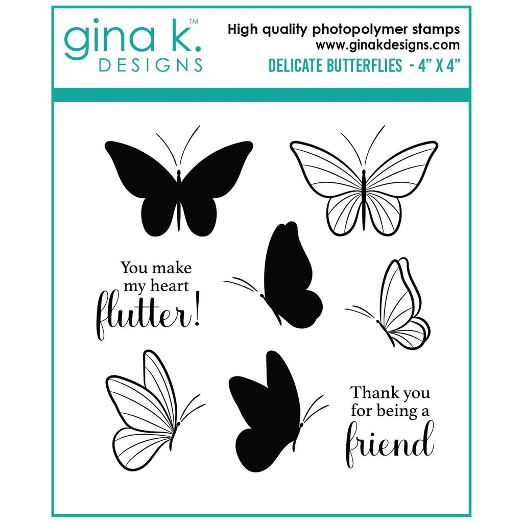 Gina K Designs Delicate Butterflies Clear Stamps gkd205