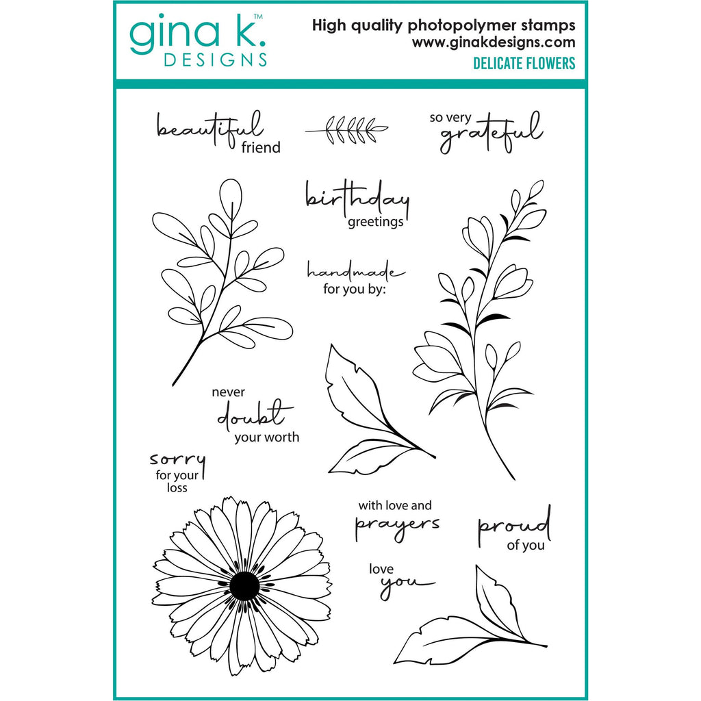 Gina K Designs Delicate Flowers Clear Stamps and Dies Bundle gkdie0420 Stamps Only