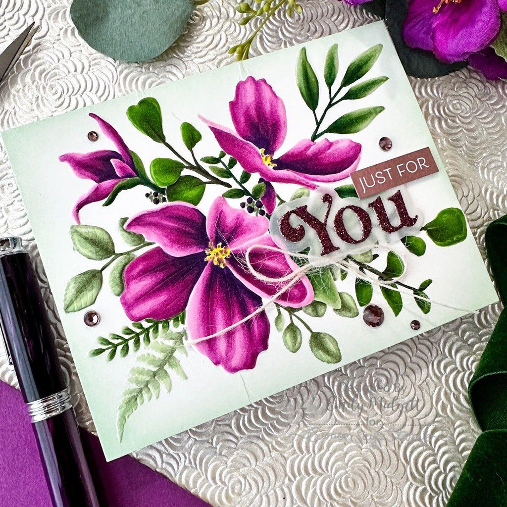 Simon Says Stamp Embossing Folder Delicate Blooms sf438 Stamptember Just for You Card | color-code:ALT01