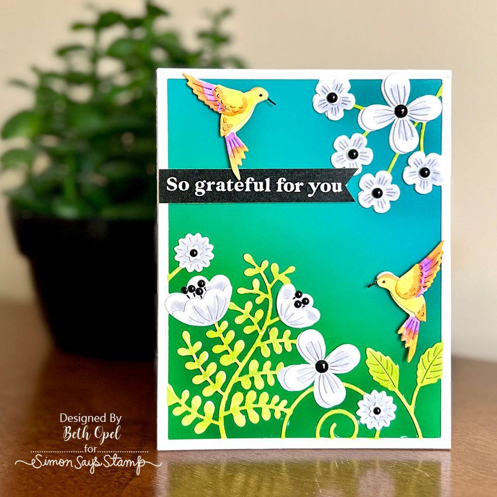 Simon Says Stamp Delicate Hummingbird Duo Wafer Dies s943 Cheering for You Thankful Card