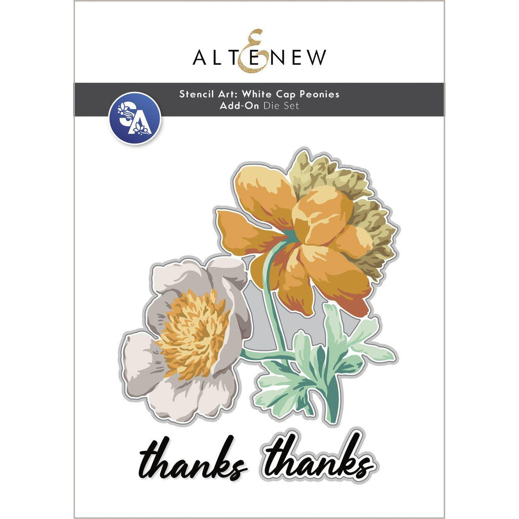 Altenew Stencil Art White Cap Peonies Add-On Die alt10229