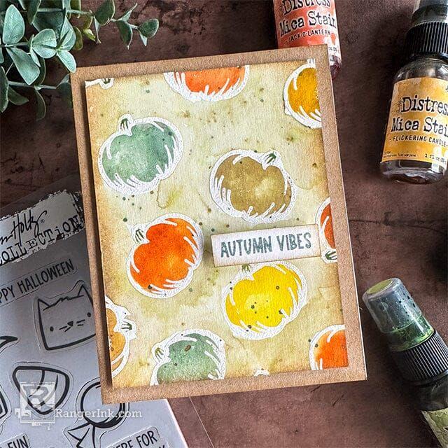 Tim Holtz Distress Mica Stain Set 2 Ranger tshk77442 Autumn Vibes Card | color-code:ALT01