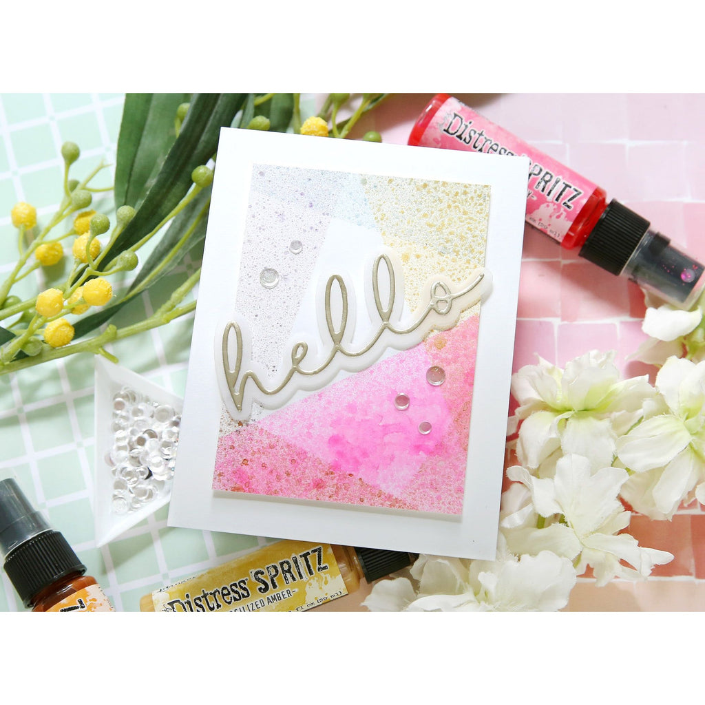 Tim Holtz Barn Door Distress Spritz tdu86239 Bright Hello Card | color-code:ALT03