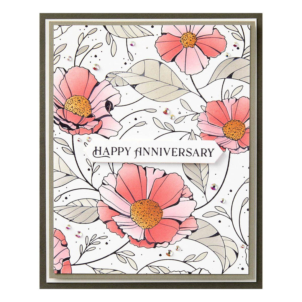 bp-105 Spellbinders Cosmos Backdrop Press Plate happy anniversary