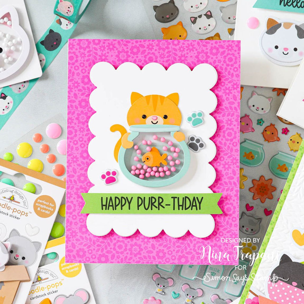 Doodlebug Curious Kitty Shaker Pop 3D Sticker 7606 purrfect day | color-code:ALT01