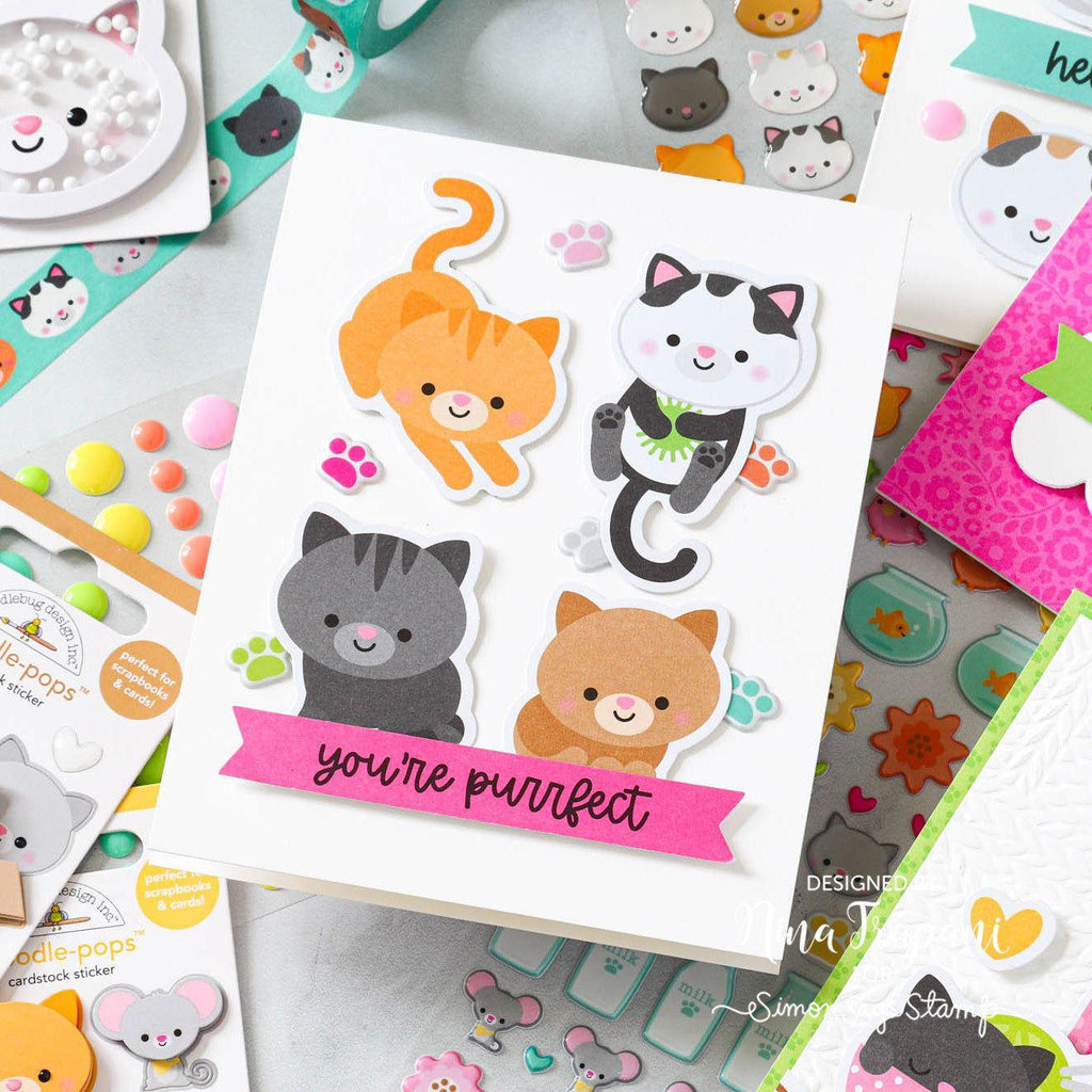 Doodlebug Pretty Kitty Odds and Ends Ephemera Die Cut Shapes 7619 purrfect | color-code:ALT01