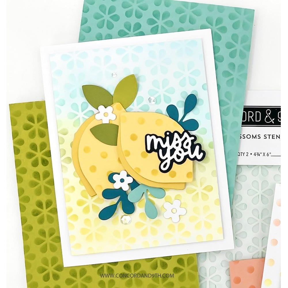 Concord & 9th Dots and Blossoms Stencil Set 12112 lemon