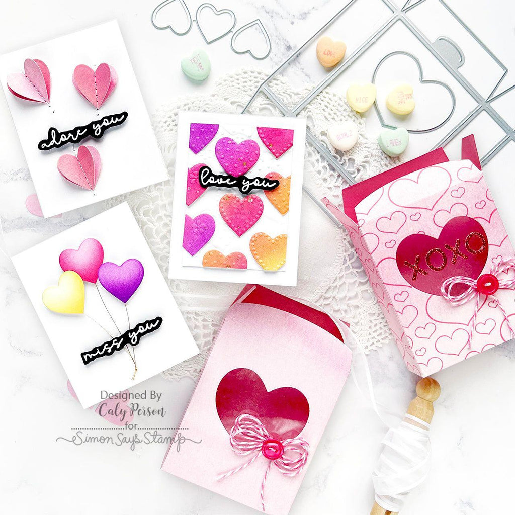 Simon Says Stamp Embossing Folder and Cutting Dies Dotted Hearts sfd454 To Love Mini Love Cards and Boxes | color-code:ALT03