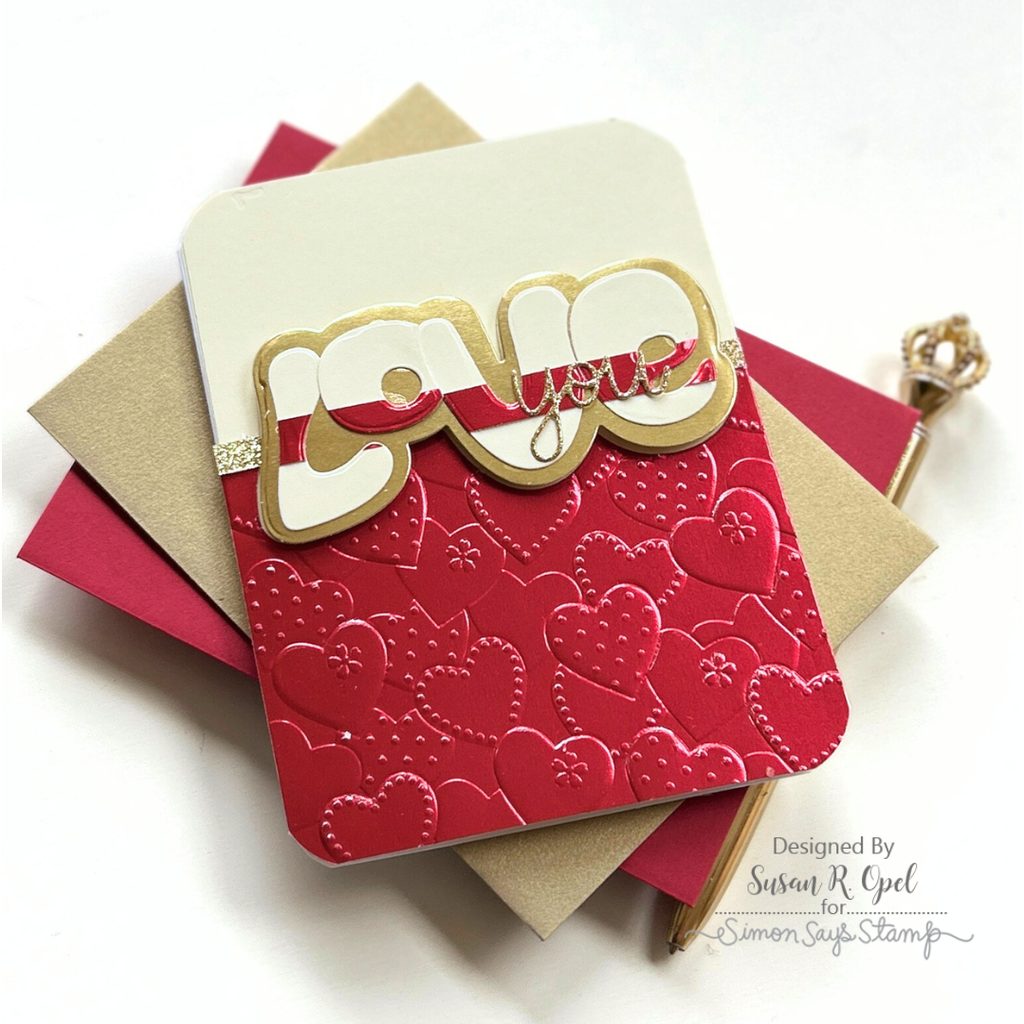 Simon Says Stamp Embossing Folder and Cutting Dies Dotted Hearts sfd454 To Love Valentine's Day Card