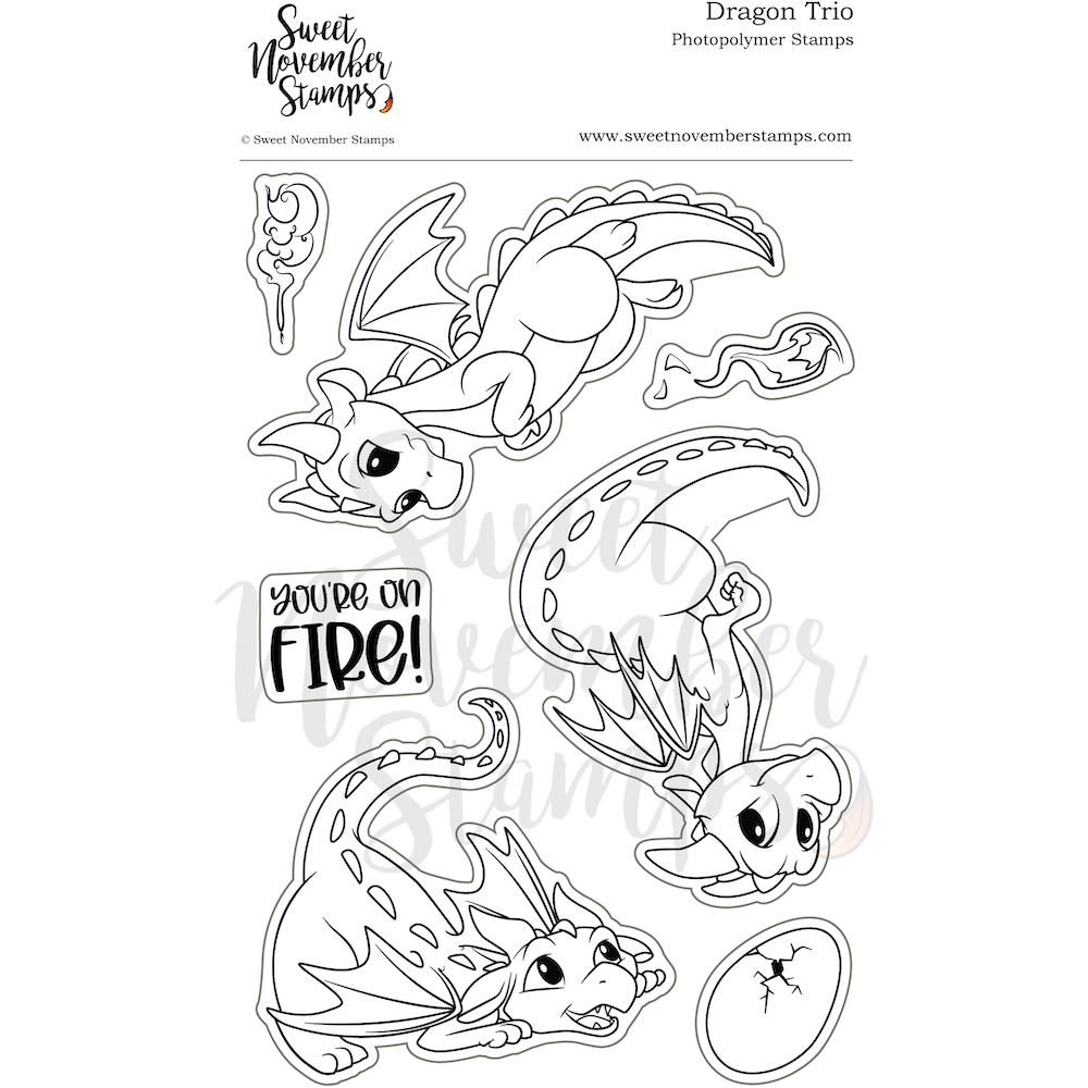 Sweet November Stamps Dragon Trio Clear Stamp Set snssudt23