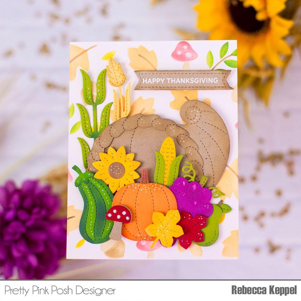 Pretty Pink Posh Fall Cornucopia Dies pumpkins