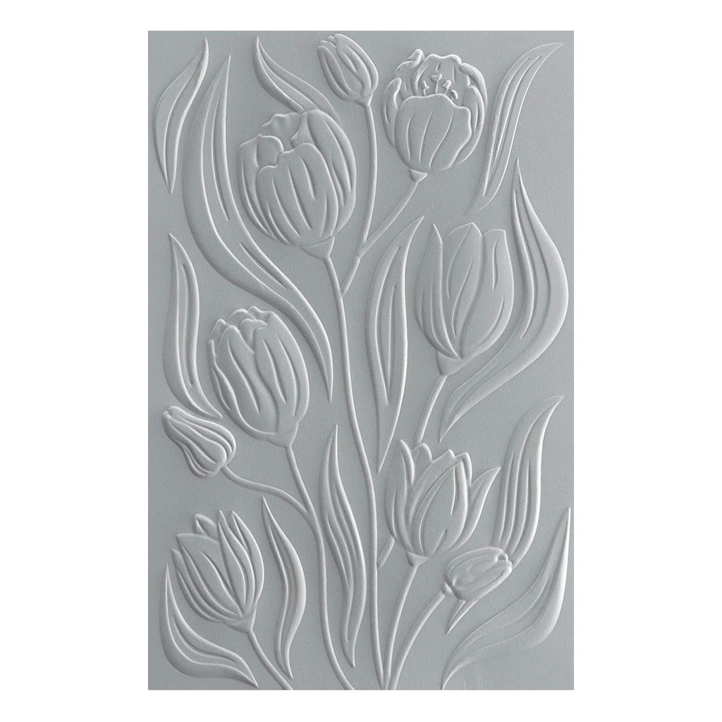 e3d-081 Spellbinders Twirling Tulips 3D Embossing Folder detail