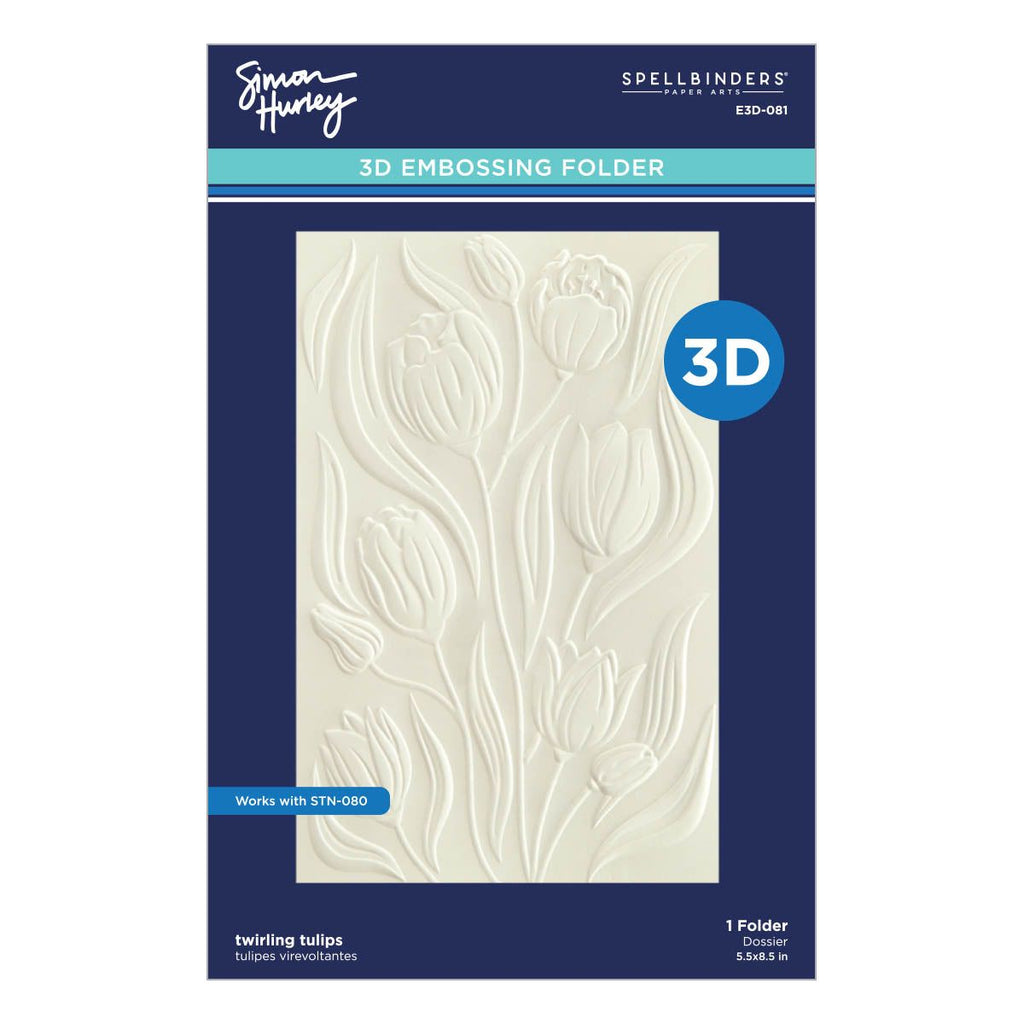 e3d-081 Spellbinders Twirling Tulips 3D Embossing Folder