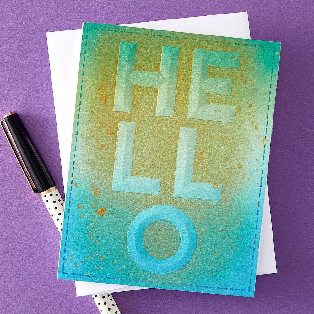 Spellbinders Beveled Hello A2 Cardfront 3D Embossing Folder e3d-090 splatter