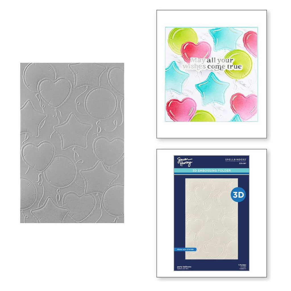 Spellbinders Party Balloons 3D Embossing Folder e3d-097