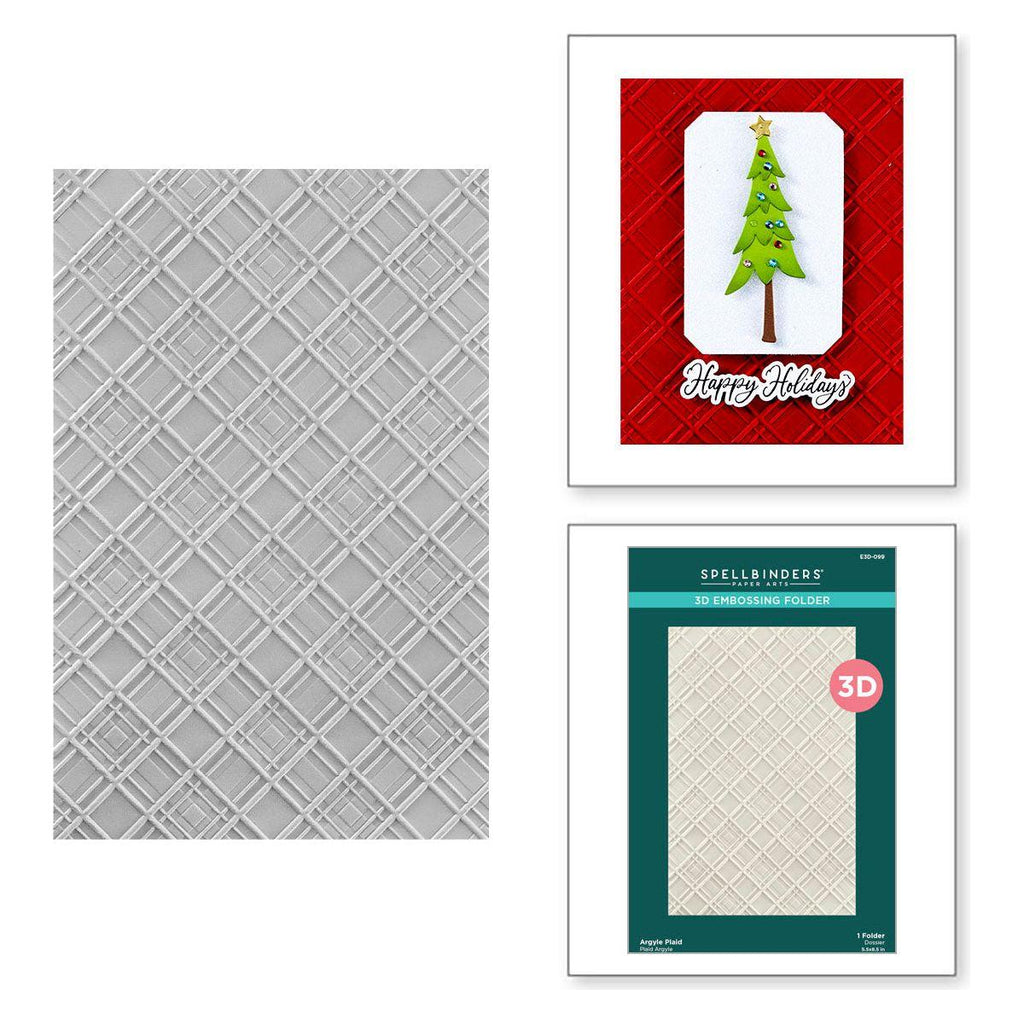 Spellbinders Argyle Plaid 3D Embossing Folder e3d-099