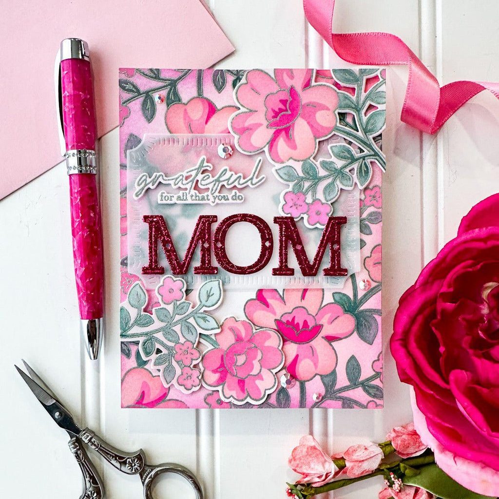 Pinkfresh Studio Never Give Up Dies 242224 mother's day card pink and grey | color-code:ALT03