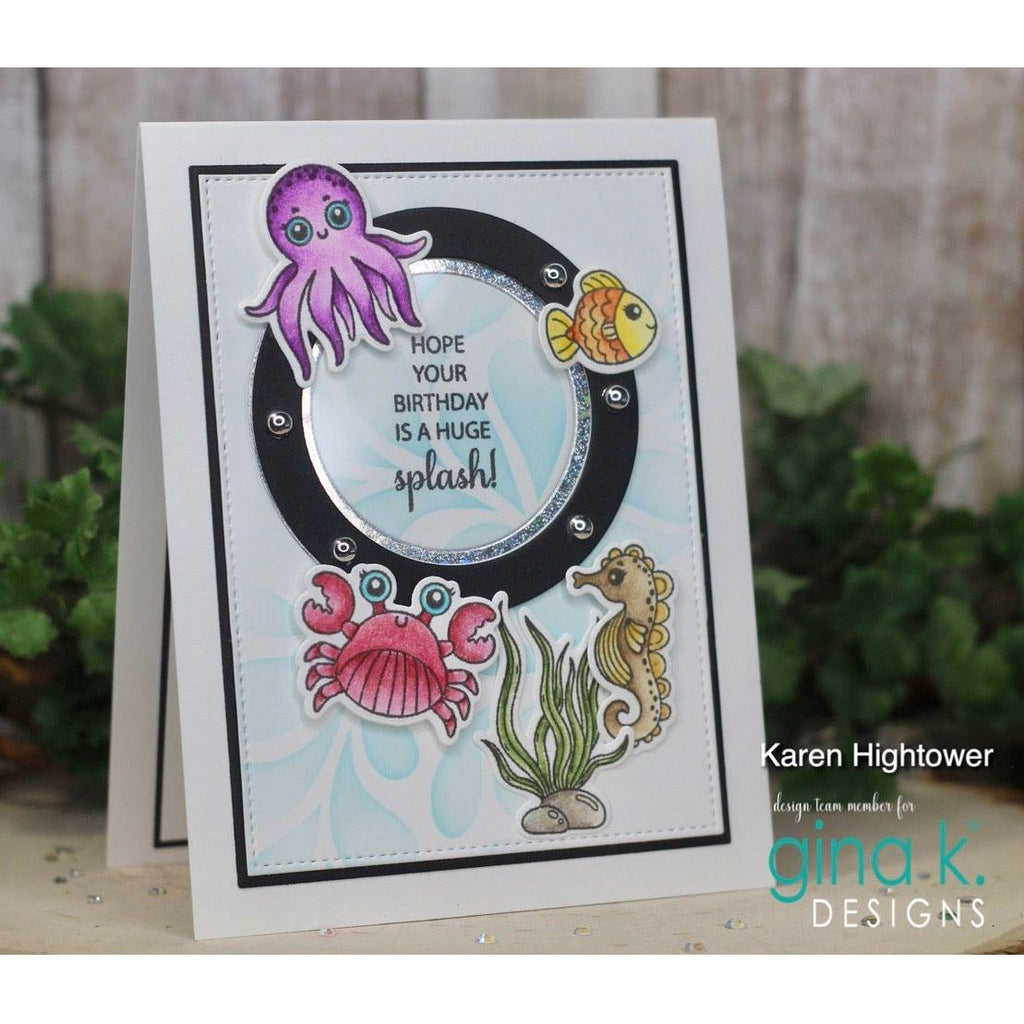 Gina K Designs Just Keep Swimming Clear Stamps and Dies Bundle gkdie0422 splash