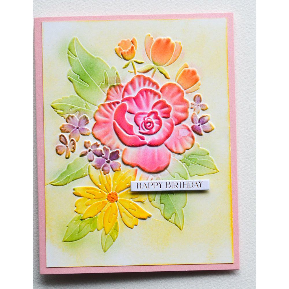 Memory Box Cheerful Floral 3D Embossing Folder and Die ef1025 happy birthday