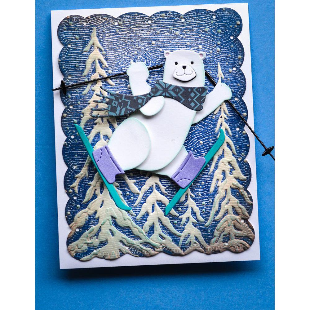 Memory Box Frosted Trees 3D Embossing Folder ef1045 polar bear