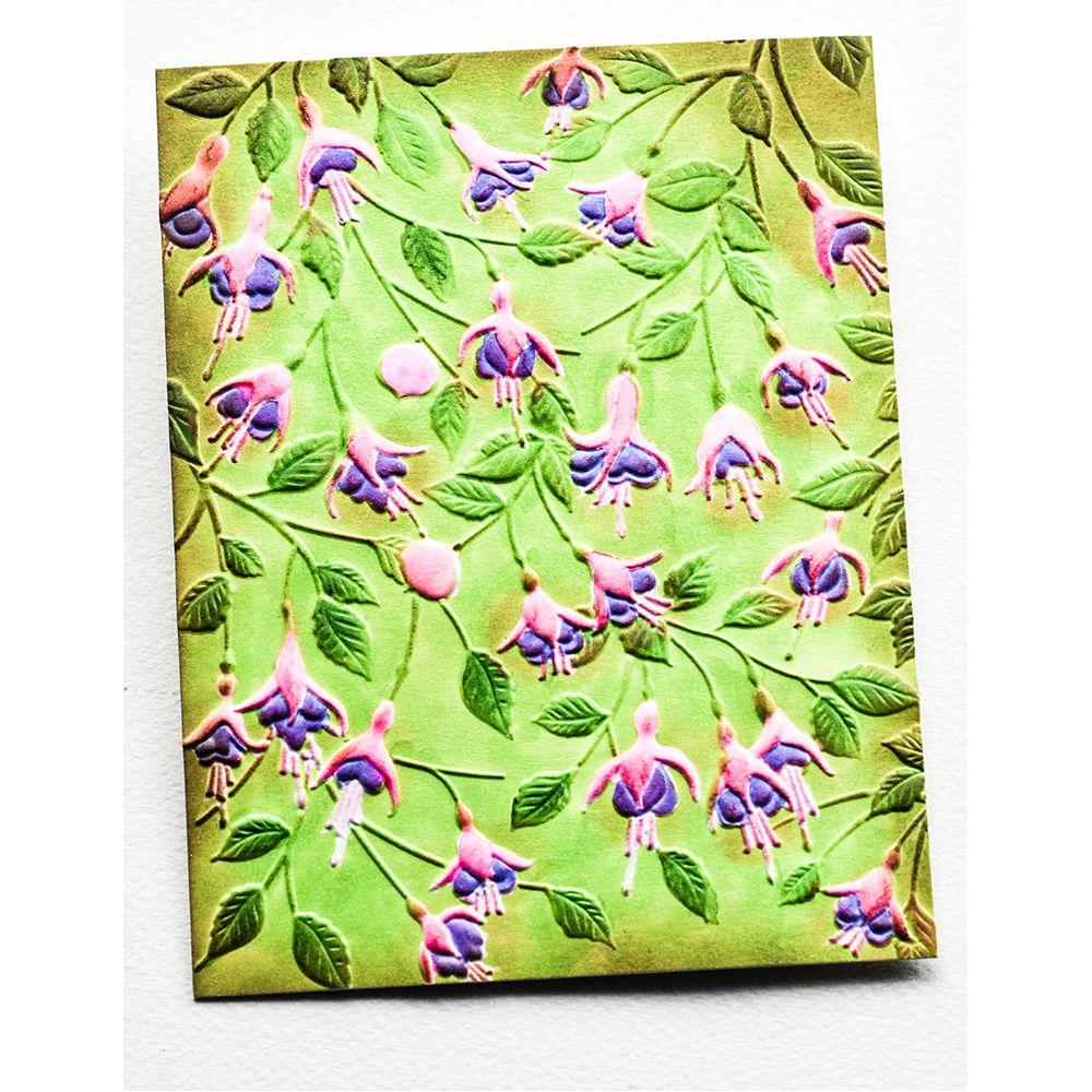 Memory Box Fuchsia Cascade 3D Embossing Folder ef1046 green and pink