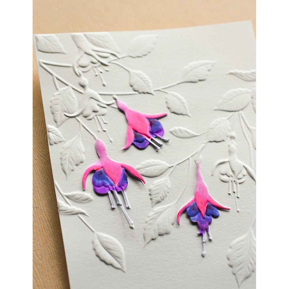 Memory Box Fabulous Fuchsia 3D Embossing Folder and Dies ef1047 white card