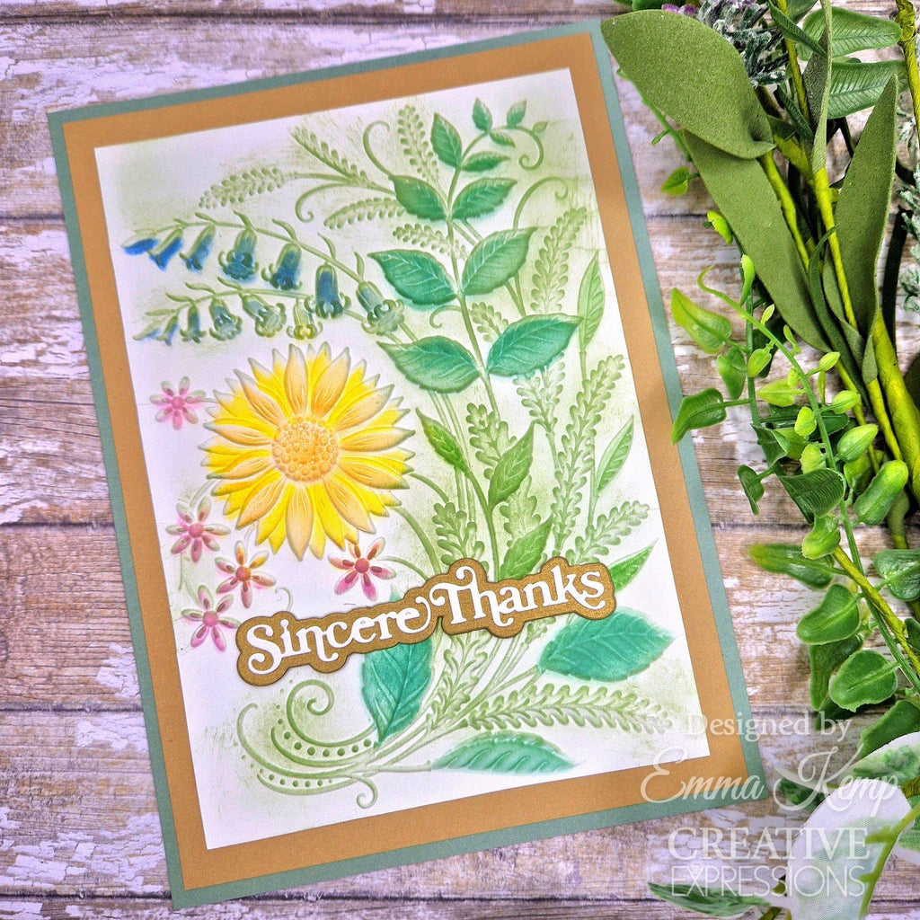 Creative Expressions Sunshine Serenade 3D Embossing Folder ef3d-075 sincere thanks