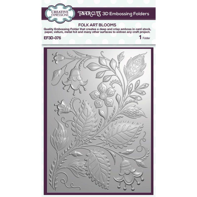 Creative Expressions Folk Art Blooms 3D Embossing Folder ef3d-076