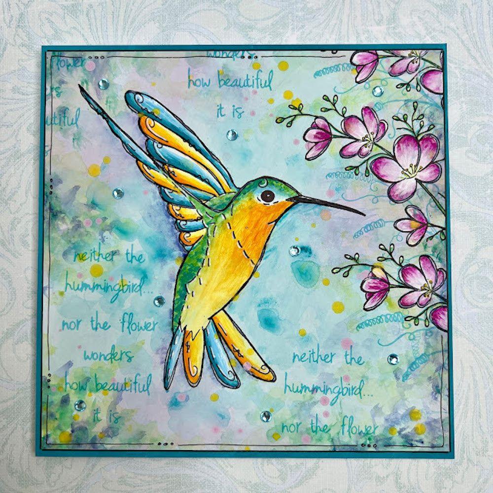 Paper Artsy Eclectica3 Kay Carley Cling Stamps ekc69 beautiful hummingbird card