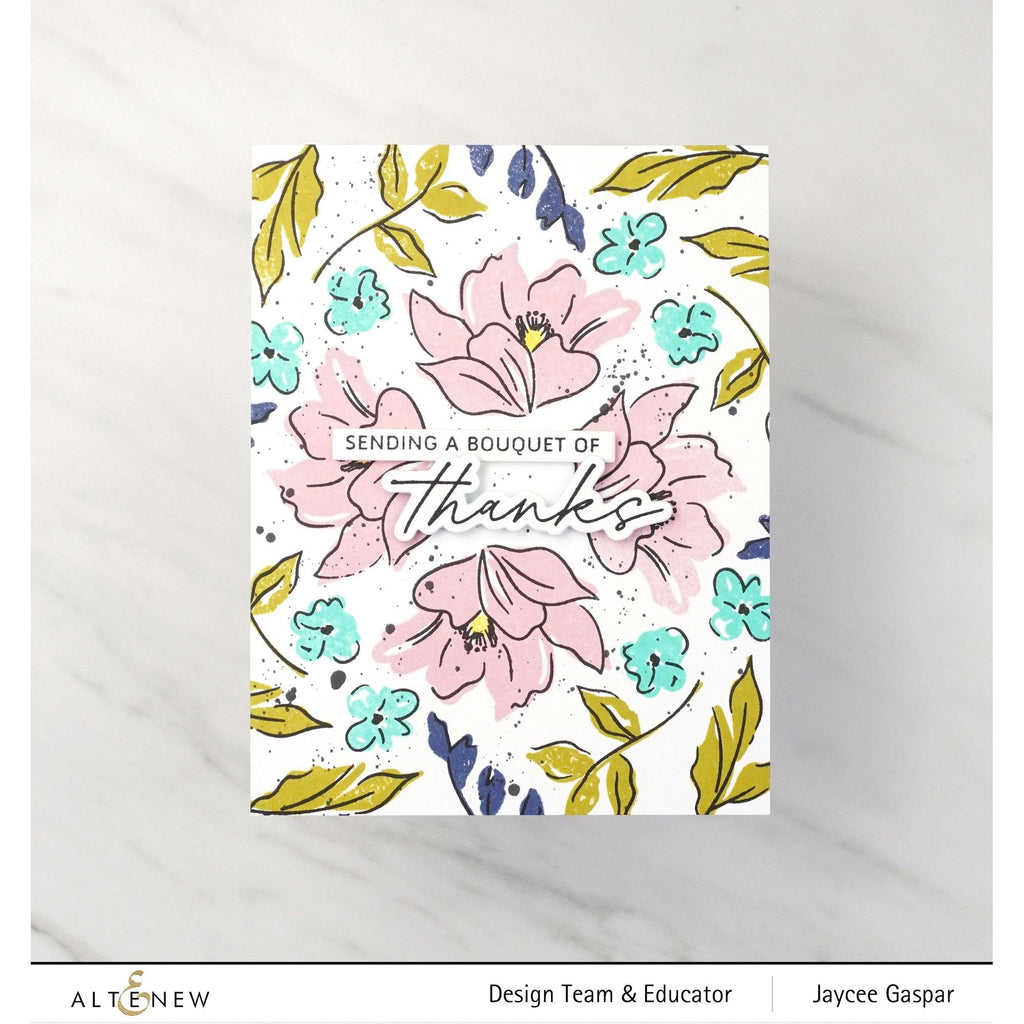 Altenew Sketched Florals Clear Stamps ALT7949 thanks