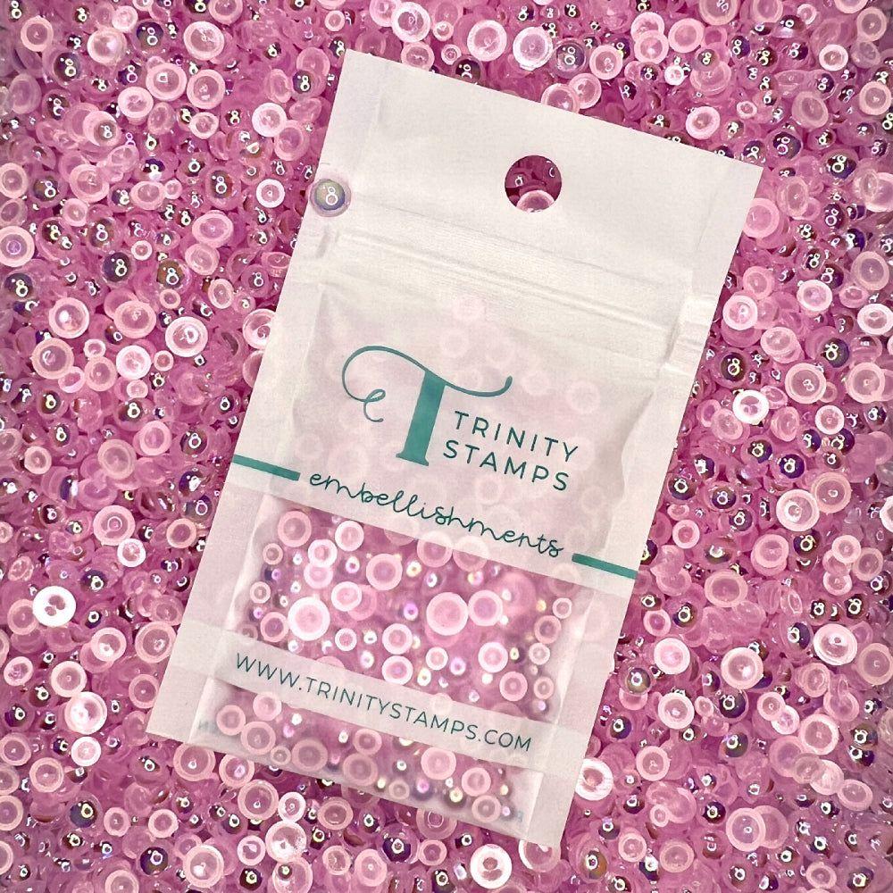 Trinity Stamps Iridescent Pale Pink Bubbles Embellishment Mix emb-0061 zip top bag