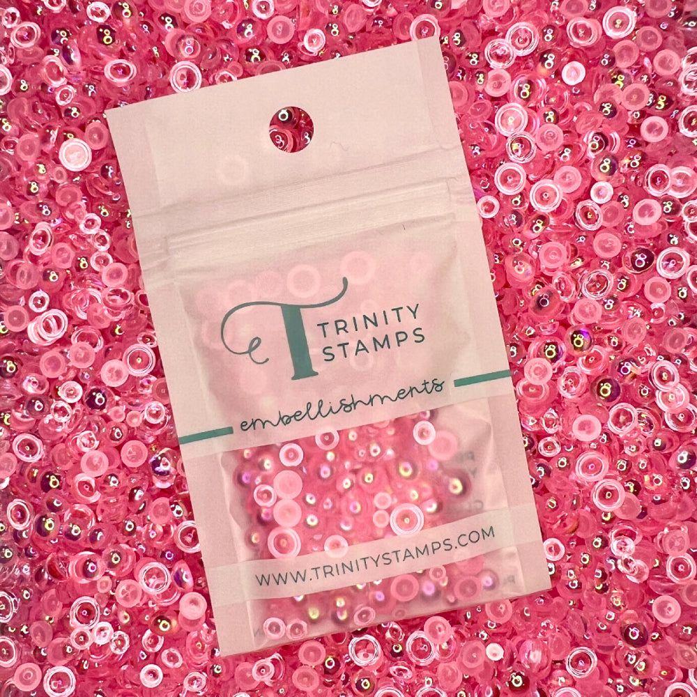 Trinity Stamps Candy Pink Bubbles Embellishment Mix emb-0062 in zip top bag