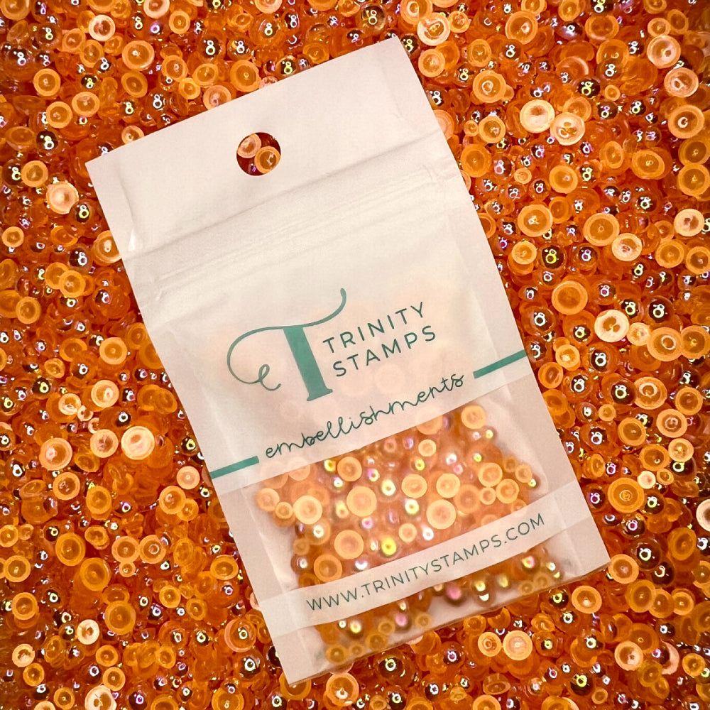 Trinity Stamps Orange Fizz Bubbles Embellishment Mix emb-0063 in zip top bag