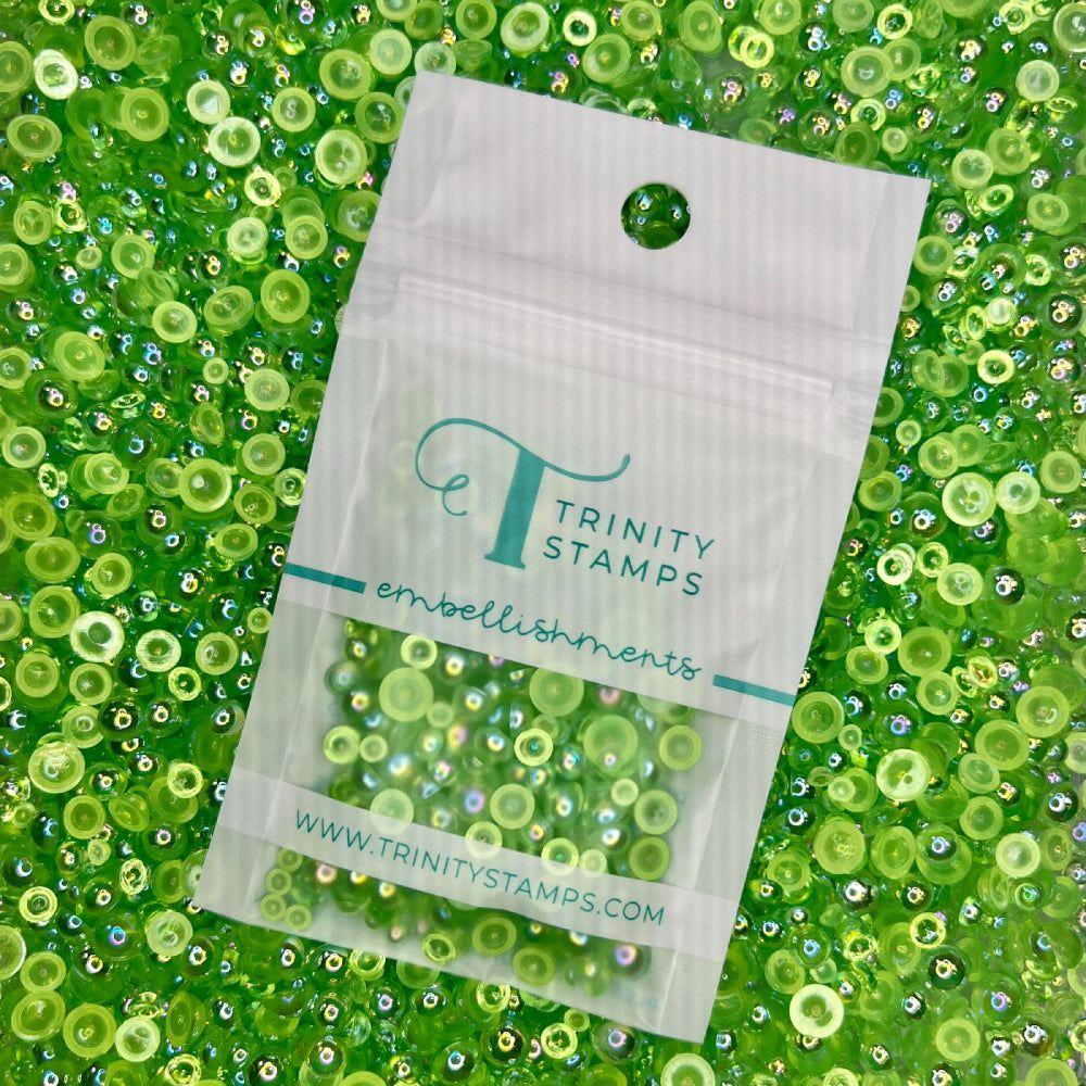 Trinity Stamps Sour Apple Bubbles Embellishment Mix emb-0066 in zip top bag