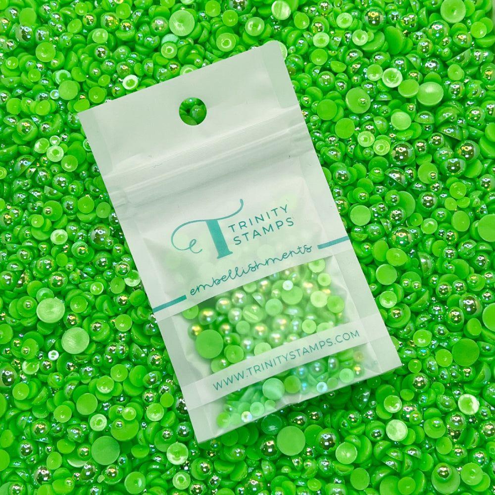 Trinity Stamps Glow-Stick Green Baubles Embellishment Mix emb-0089 in zip top bag