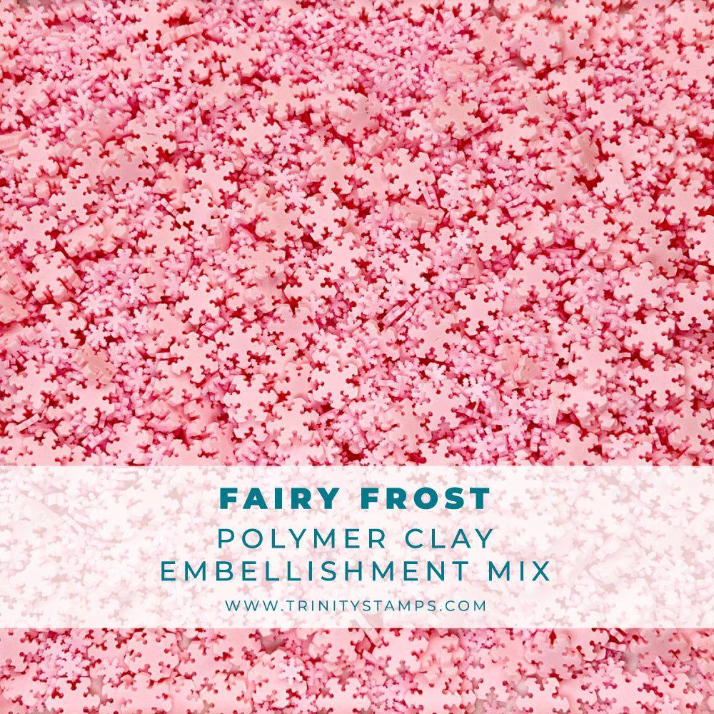 Trinity Stamps Fairy Frost Pink Clay Snowflake Embellishment Mix emb-0097