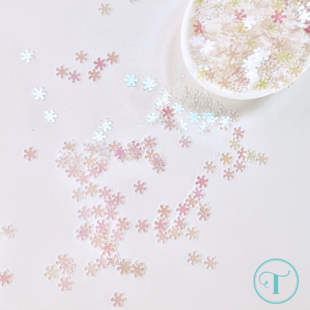 Trinity Stamps Snowflake Swirl Confetti Embellishment Mix emb-0099 close up