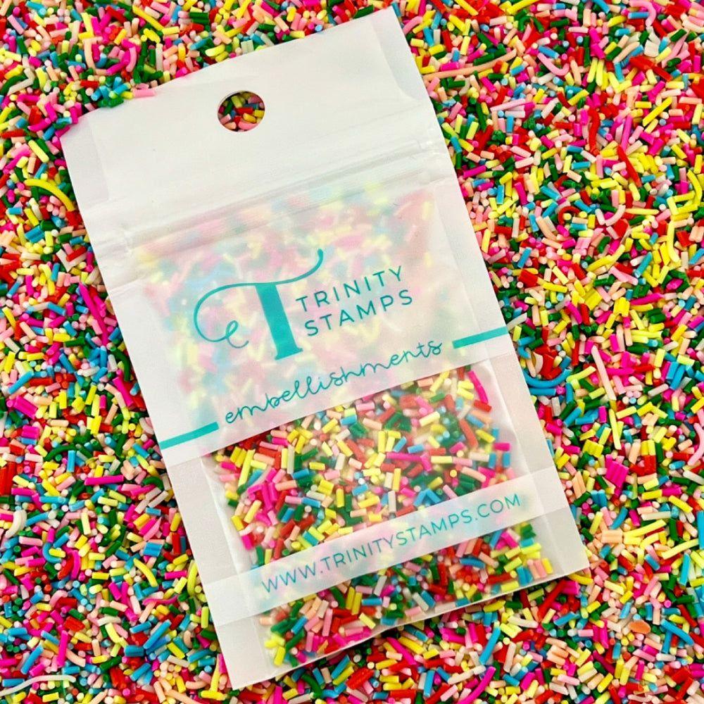 Trinity Stamps Teenie Tiny Sprinkles Clay Embellishment Mix emb-0109 in zip top bag