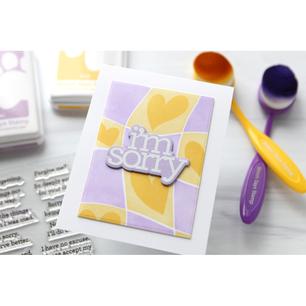 Simon Says Stamp Set of 4 Stencils Funky Hearts 1069st To Be Loved I'm Sorry Card | color-code:ALT13