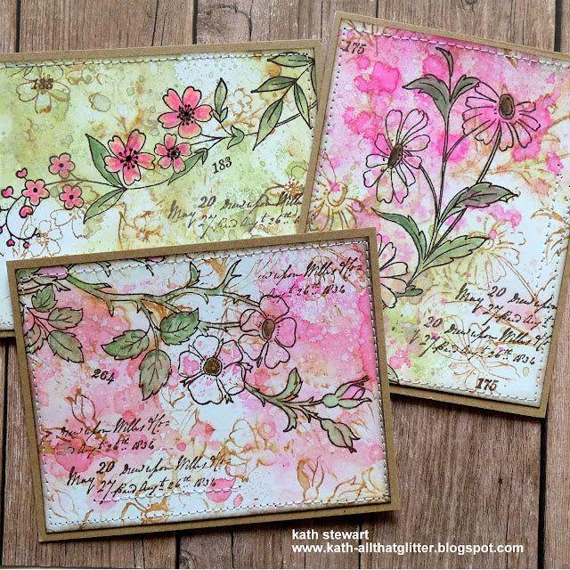 Tim Holtz Cling Rubber Stamps Embroidery cms486 pink flowers | color-code:ALT01