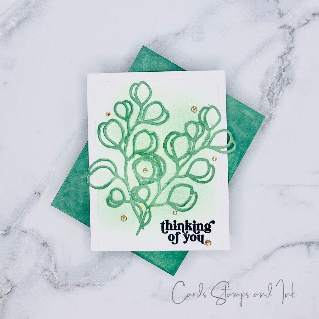 Simon Says Stamp Eucalyptus Branch Wafer Dies 1206sd DieCember Thinking of You Card