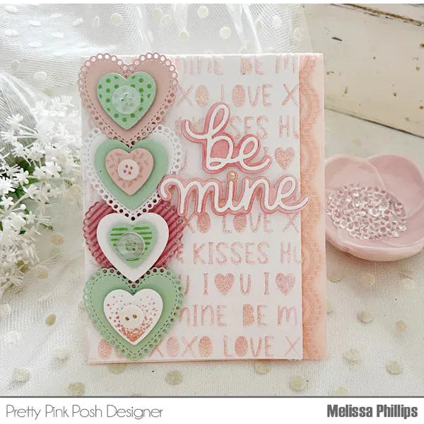 Pretty Pink Posh Valentine Words Stencil be mine