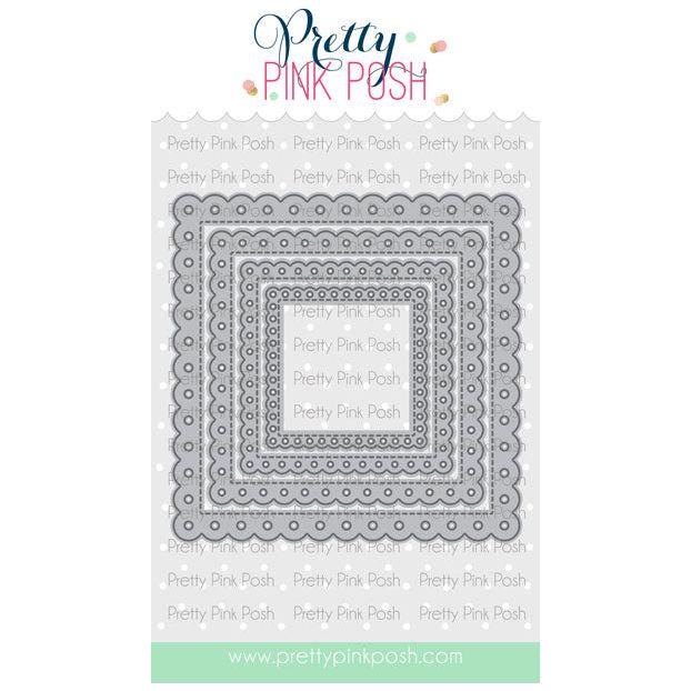 Pretty Pink Posh Eyelet Squares Dies