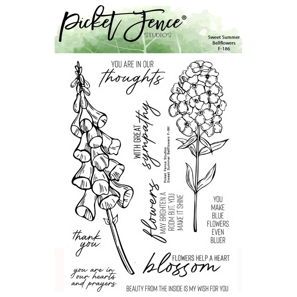 Picket Fence Studios Sweet Summer Bellflowers Clear Stamps f-186