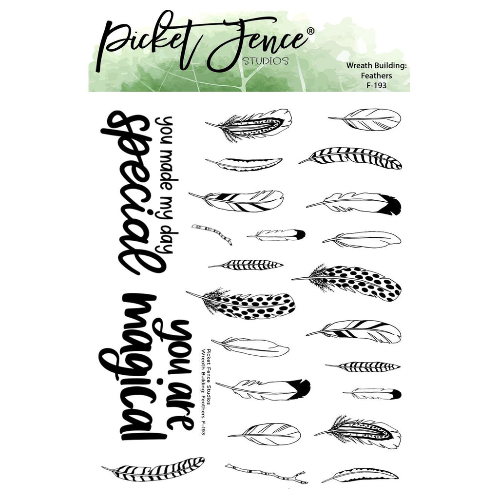 Picket Fence Studios Wreath Building: Feathers Clear Stamps f-193