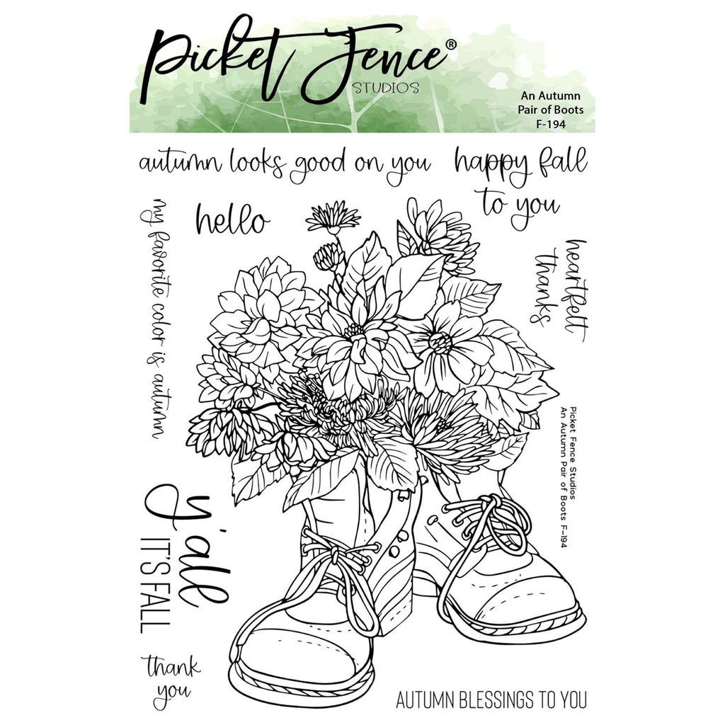 Picket Fence Studios An Autumn Pair of Boots Clear Stamps f-194