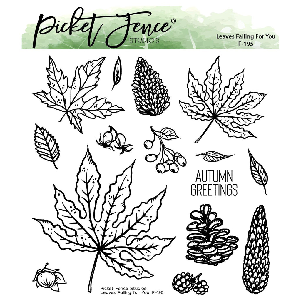 Picket Fence Studios Leaves Falling for You Clear Stamps f-195