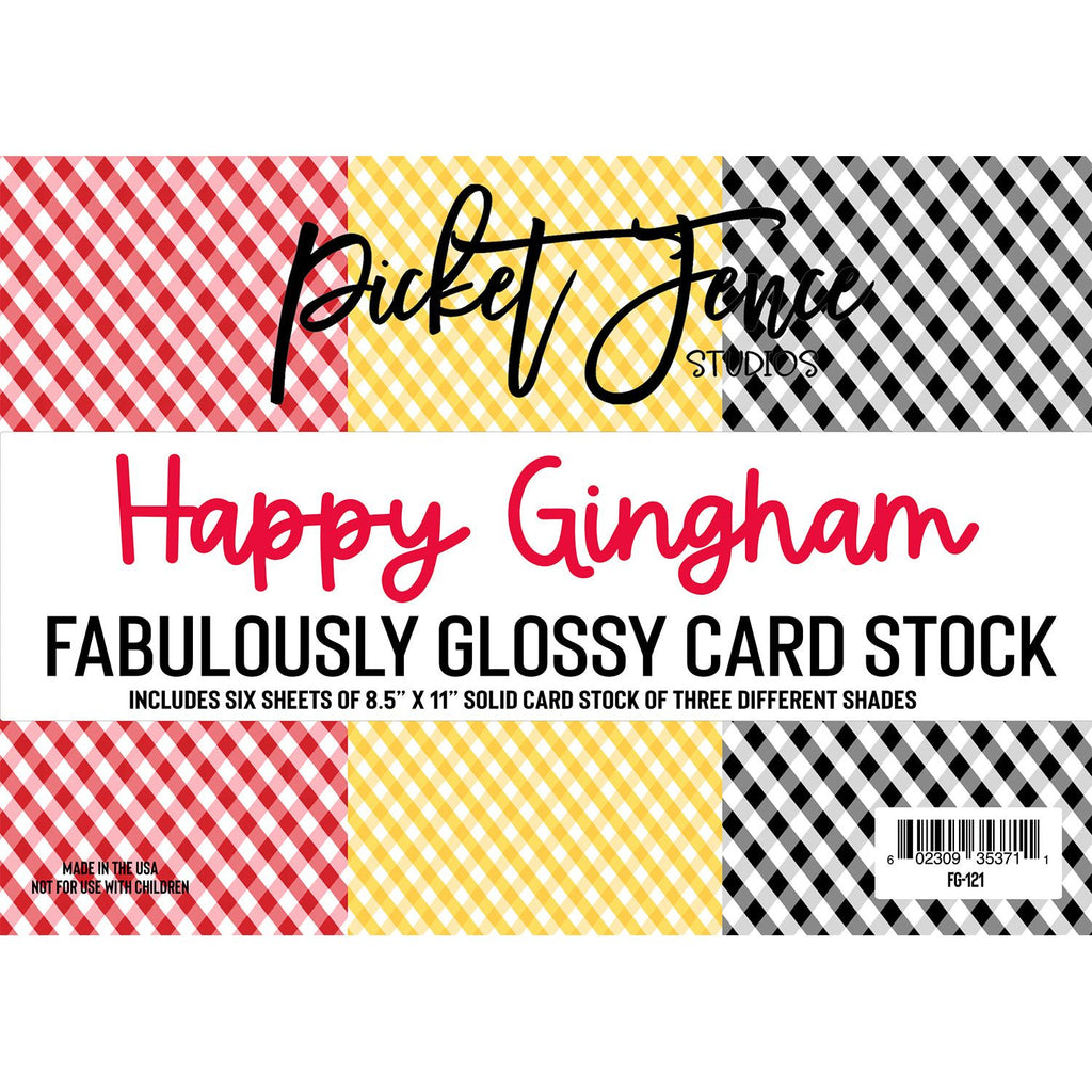 Picket Fence Studios Fabulously Glossy Card Stock Happy Gingham fg-121