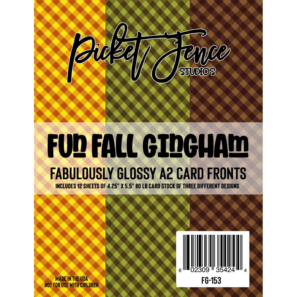 Picket Fence Studios Glossy A2 Card Fronts Fun Fall Gingham fg-153