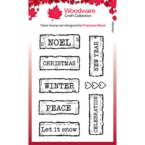 Woodware 4x6 Clear Stamps: Christmas Old Labels (FRS1018)